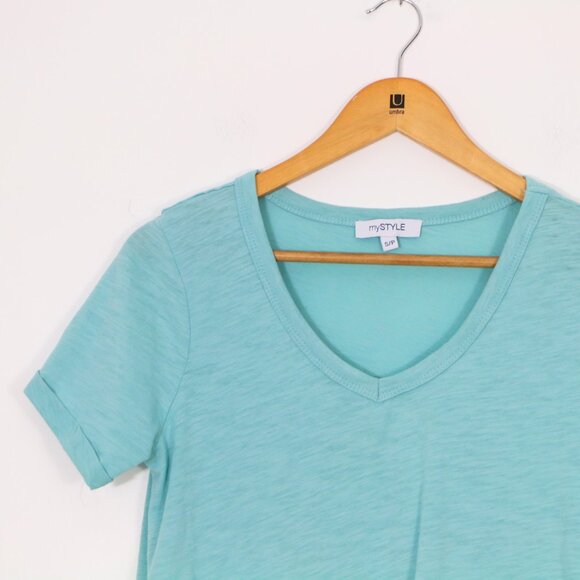 *My Style Turquoise V Neck T Shirt - Picture 5 of 7